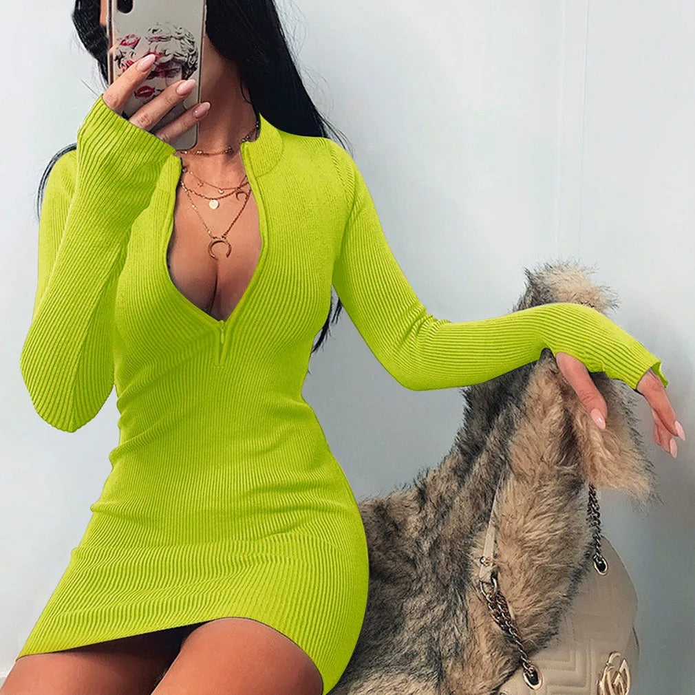 Long Sleeve Slim Rib Knitted
