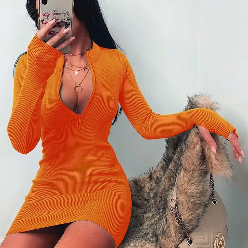 Long Sleeve Slim Rib Knitted