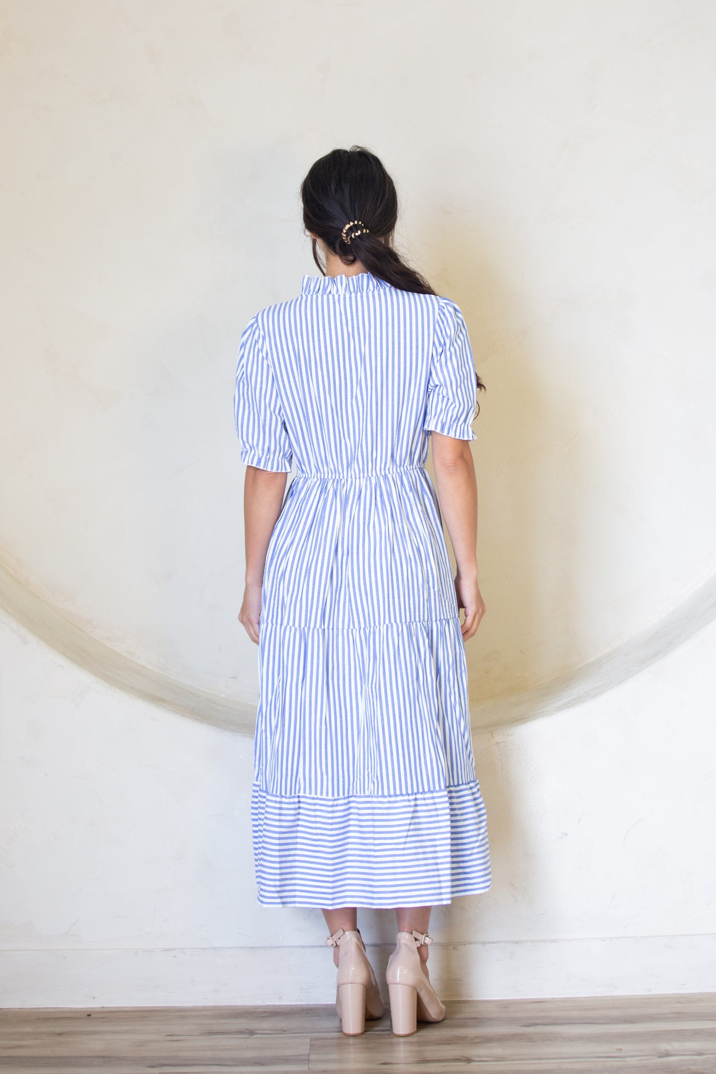 Striped Tassel Medium Cut Dress