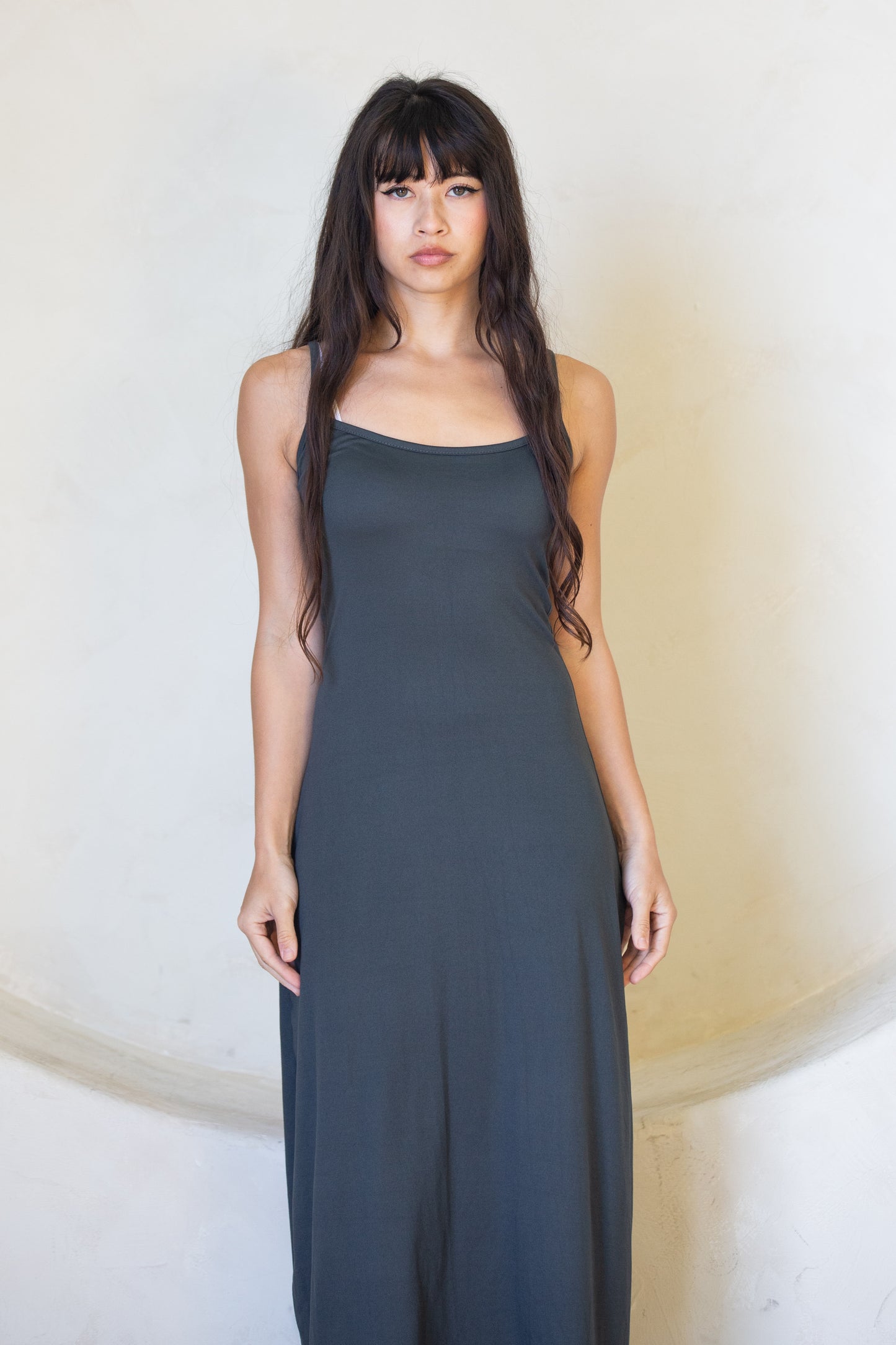 Backless long gray dress