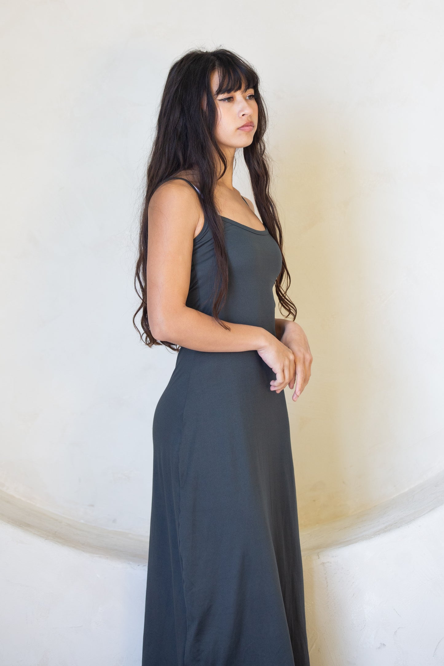 Backless long gray dress
