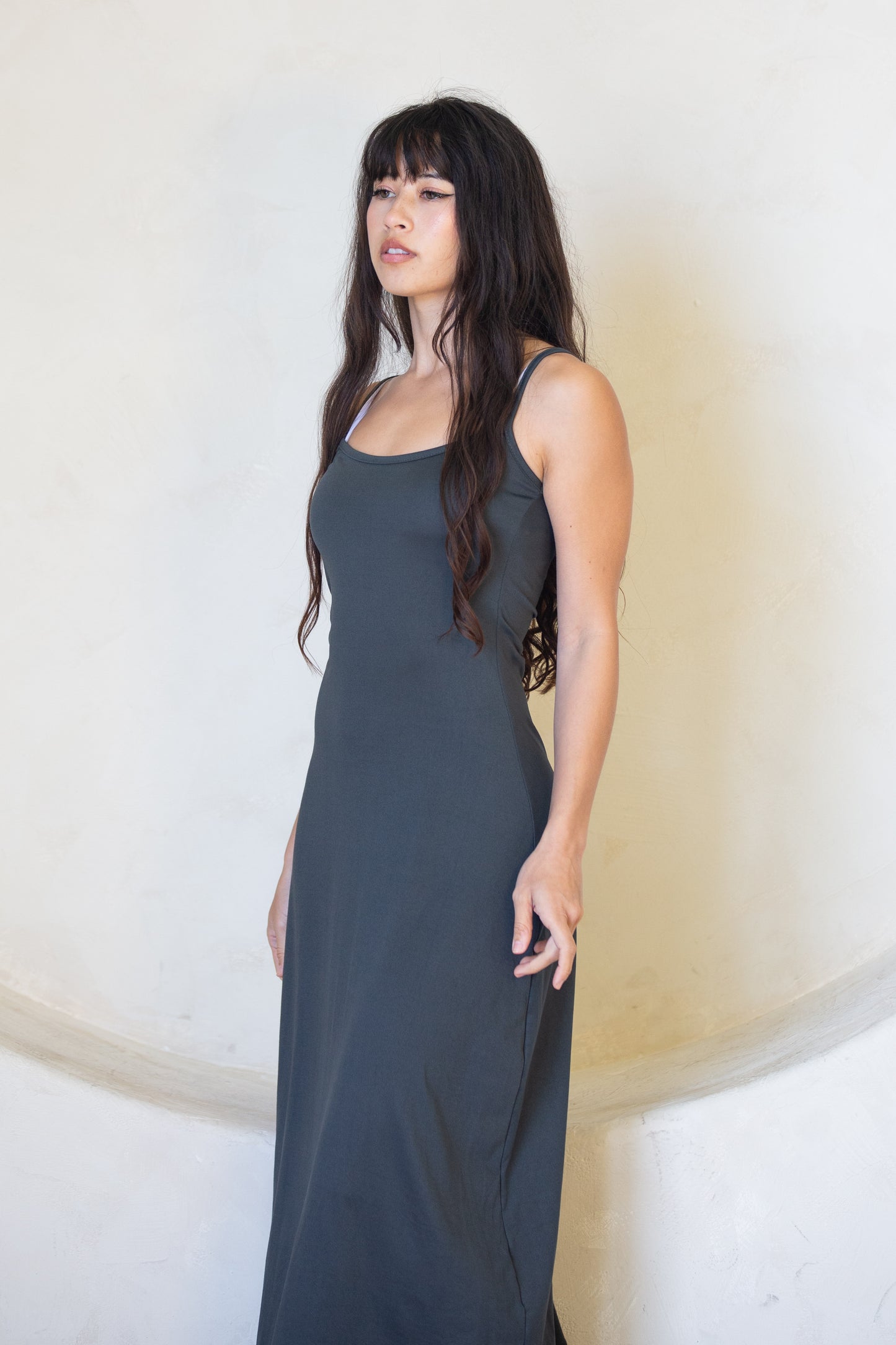 Backless long gray dress