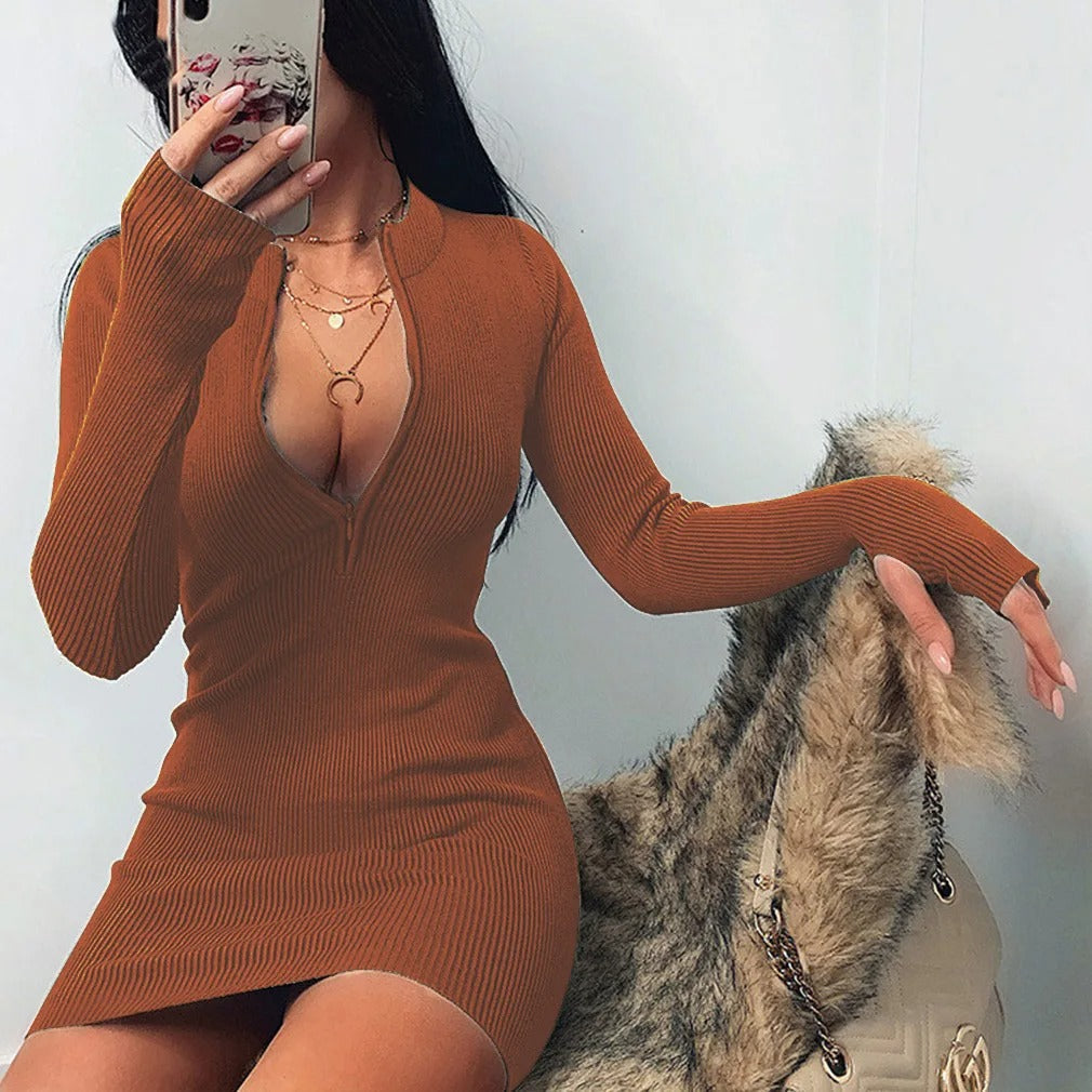 Long Sleeve Slim Rib Knitted