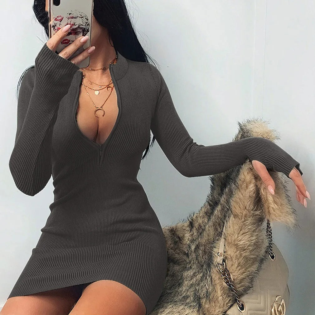 Long Sleeve Slim Rib Knitted