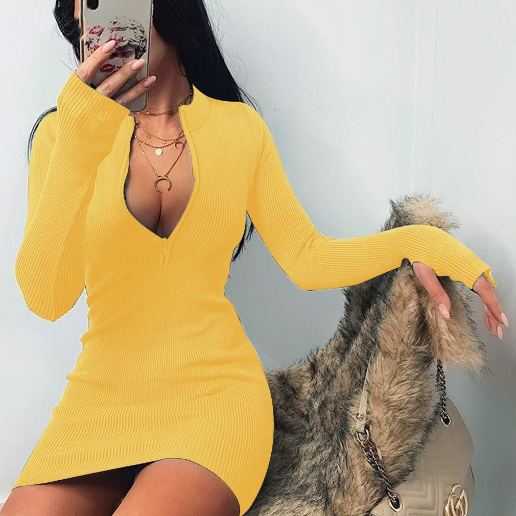 Long Sleeve Slim Rib Knitted