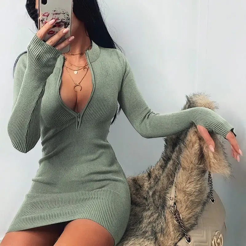 Long Sleeve Slim Rib Knitted