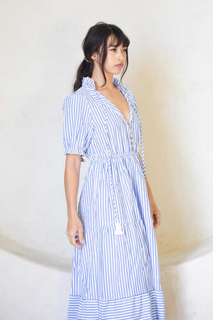 Striped Tassel Medium Cut Dress