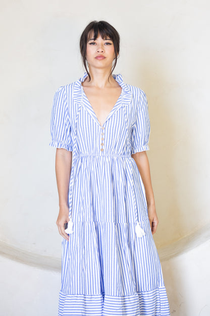 Striped Tassel Medium Cut Dress