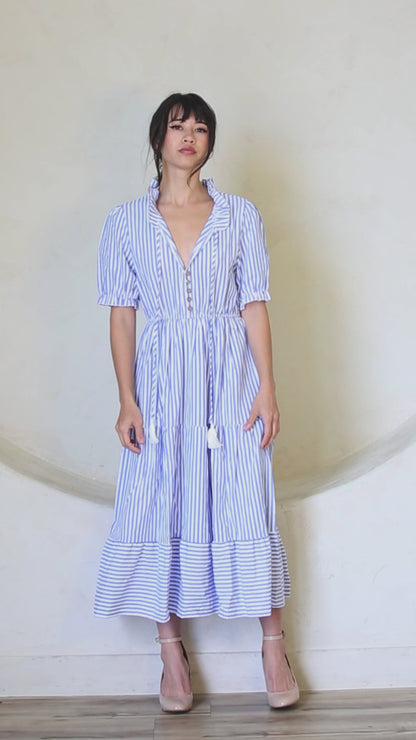 Striped Tassel Medium Cut Dress